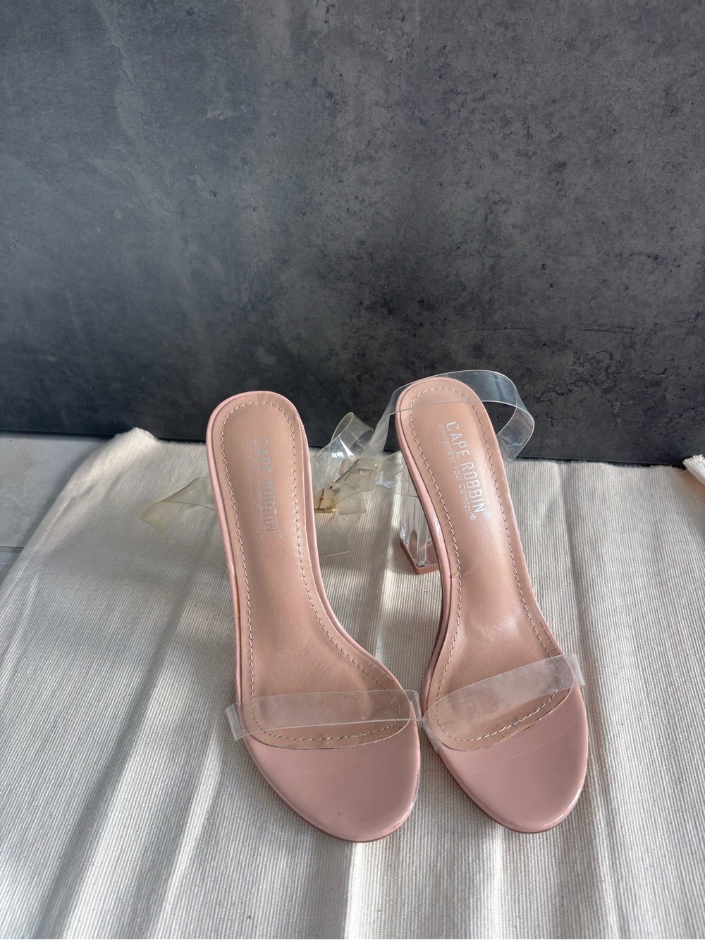 Amazon Cape Robbin Blush Pink Clear-Strap Block Heel Sandals